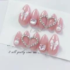 現品1点❥ハート/ワンホン/韓国/量産型/フレンチガーリー /ちゅるん/ネイル