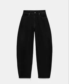 EU36 ハイウエストバレルデニムパンツ　ブラック