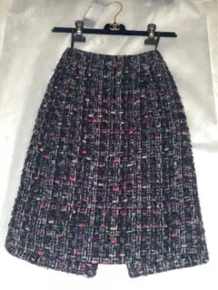 CHANEL ブルーグレー系ツイードスカート秋冬フランス製