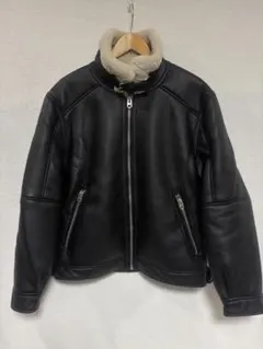 ZARA▽メンズ フェイクレザー ボアジャケット ブラック