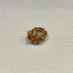 ビーズリング 8号 ハンドメイド オレンジ 指輪
