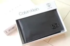 新品未使用　Calvin Klein 黒 二つ折り財布　ブラック　レザー