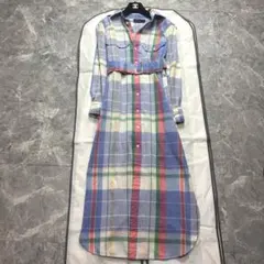 着丈128 マキシ　ラルフローレン　シャツワンピース　ベルト　チェック　0 S