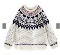 求心ハート柄ジャガードニットトップス[fo2034]