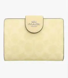 COACH 二つ折り財布 イエロー 型押しレザー 並行輸入品:アウトレット品