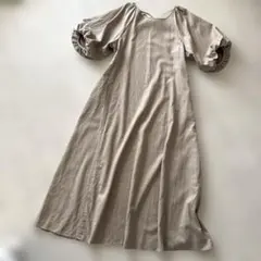 green label relaxing バルーンスリーブ 後ろリボンワンピース