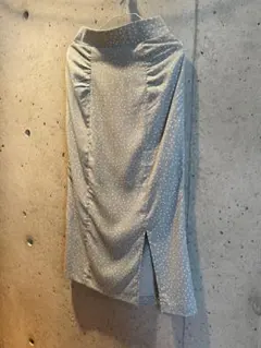 水玉　ドット　ロングスカート　水色　タイトスカート　上品　お嬢様系