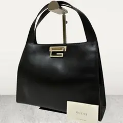 GUCCI グッチ オールド ハンドバッグ ショルダー G金具 レザー ブラックのサムネイル