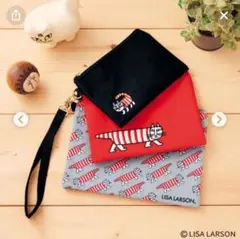 LISA LARSON ねこのマイキー 3連ポーチ　GLOW9月号