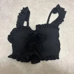 フリル付きブラックセパレート水着 XL