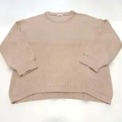 GU 畦編み クルーネックニット薄ピンク Mサイズ