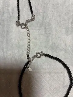 ブラックビーズとパールのネックレスセット