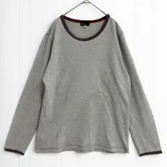 t2193【TK】パイピング長袖カットソー ロングTシャツ 綿混 グレー 3 Lのサムネイル