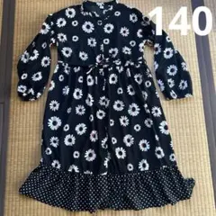 お値下げ！アプレレクール　花柄ワンピース 140cm 発表会七五三ブラックフリル