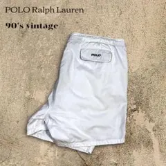 90s ポロラルフローレン スイムショーツ 白 ポニー刺繍 POLOロゴ 古着のサムネイル