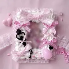 ♥ トレカケースデコ 量産型 平成女児 ホイップデコ ピンク リボン フリル ♥