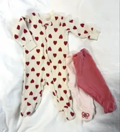 carter's （足付き）ハート柄ロンパース・ベビー用パンツセット