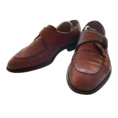 美品 イヴ・サンローラン レザーシューズ 27 モンクストラップ 幅広 イタリア