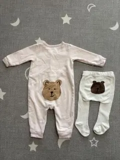 BABY GAP クマ刺繍ロンパース・タイツセット