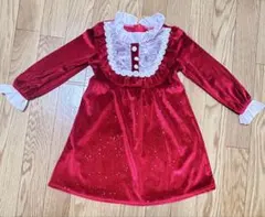 赤いベルベット ワンピース フリル襟　ハロウィン