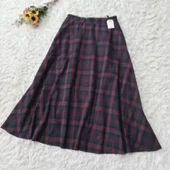 新品＊ショコラフィネローブ　チェック柄　フレアロングスカート　マキシ丈　後ろゴム
