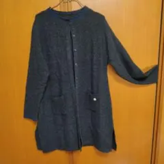 ロングカーディガン 秋冬ダークグレー 長袖カーディガン ニット