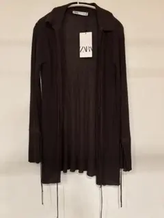 ZARA ダークブラウン ロングカーディガン M