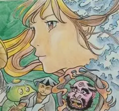 手描きイラスト　アナログイラスト　色鉛筆画　原画　おまけ付き