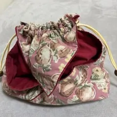 花柄ピンク巾着袋