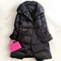 美品 セオリー ダウン90% ロング丈 ボリューム ロングコート◆ブラック