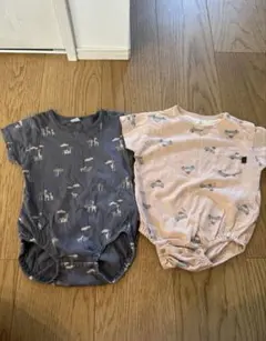 cottoli動物柄ロンパース teteatete 車柄ロンパース2枚セット