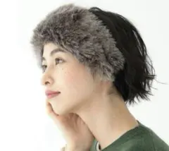 ビームスボーイ ファーヘアバンド ブラウン