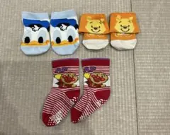 ベビー靴下3足セット ドナルドダック・アンパンマン•プーさん