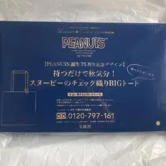 リンネル10月号付録 PEANUTS スヌーピー チェック織りBIGトート