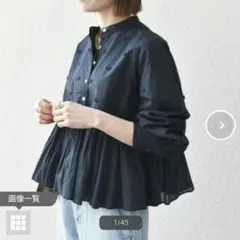 本日限定！【新品未使用】フラワー モチーフ ペプラム シャツブラウス