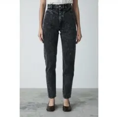 マウジー　テーパード　デニム　ブラック　ジーンズ　ハイウエスト　26 パンツ