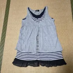 レイヤード風 チュニック ボーダー グレーのサムネイル