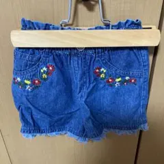 花柄刺繍デニムショートパンツ 95cm