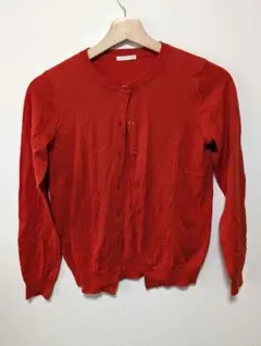 GU カーディガン オレンジ XS レディース 薄手 ニット 長袖 シンプル