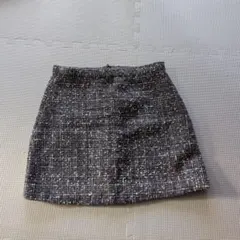 グレー ツイード ミニスカート 裏地付き