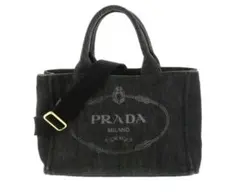 PRADA ブラック デニム トートバッグ