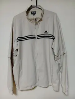 【値下げ】adidas ホワイトジャケット 袖取り外し可　XO/XXG