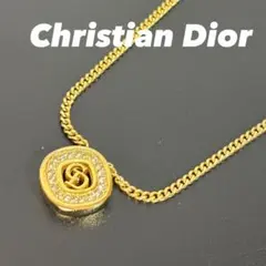 Dior ディオール ネックレス CDロゴ ラインストーン ゴールド 喜平