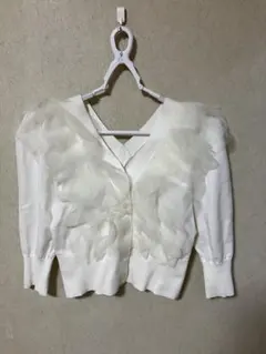 SNIDEL ホワイト フリル カーディガン