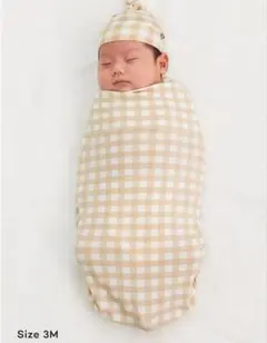 Konny ベビー スワドル 3M ベージュ・チェック