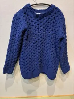 【美品】MELROSE メルローズ 鍵編みデザインニット ブルー Fのサムネイル