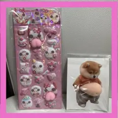 柴犬おなかぷくぷくシール１枚　アニマルお尻ぷくぷくシール１枚