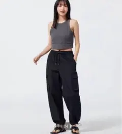 GU　カーゴプルオンパンツ　ブラック　M カーゴパンツ