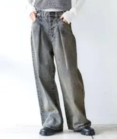 JEANASIS タックデニムワイドパンツ　美品
