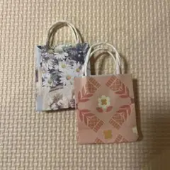 ミニ紙袋 2枚セット 花柄 コラージュ風